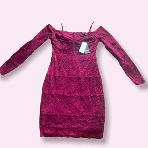 Purple long sleeve lace dress